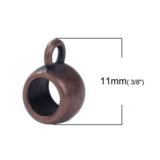 Picture of Zinc Based Alloy European Style Bails Beads Beads Round Antique Copper 11mm x 8mm, 50 PCs