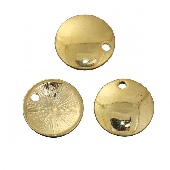 Picture of Zinc Based Alloy Blank Stamping Tags Charms Round Gold Plated 12mm( 4/8") Dia, 20 PCs