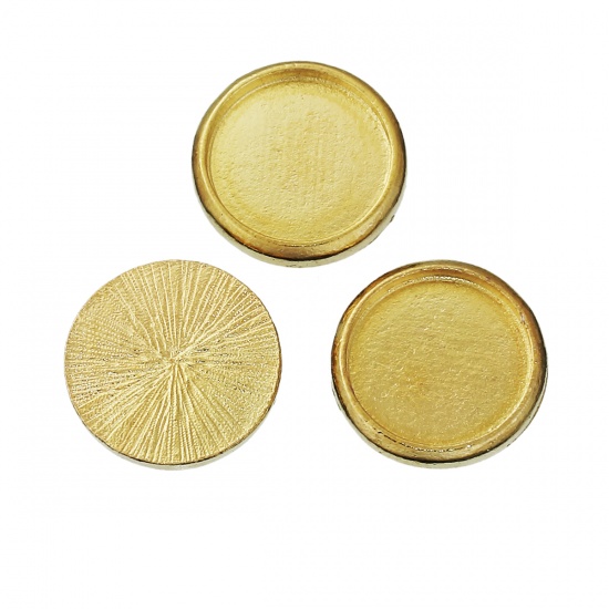 Immagine di Lega di Zinco Basi Ciondoli Cabochon Tondo Oro Placcato Basi per Cabochon (Adatto 12mm) 14mm Dia, 10 Pz