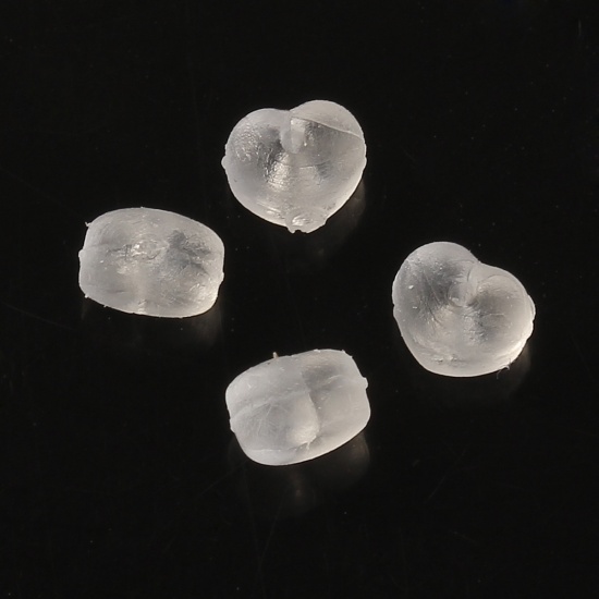Picture of Rubber Ear Nuts Post Stopper Earring Findings Heart White 5mm x 5mm, 500 PCs