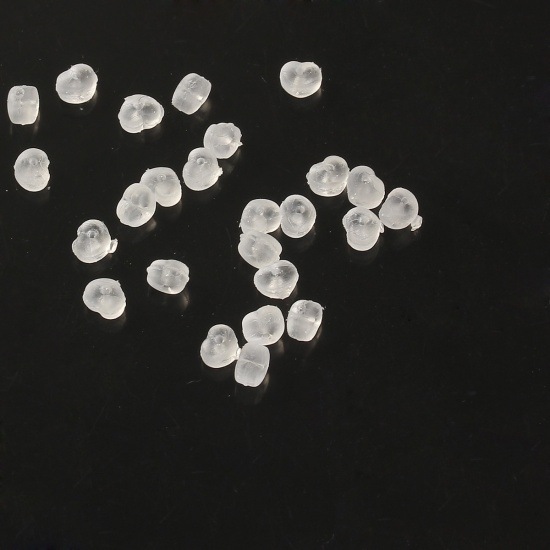 Image de Embout de Boucles d'Oreilles en Caoutchouc Cœur Blanc 5mm x 5mm, 500 Pcs