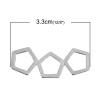 亜鉛合金 コネクターパーツ 幾何学 シルバートーン 五角形柄 透かし 33mm x 13mm、 10 個 の画像