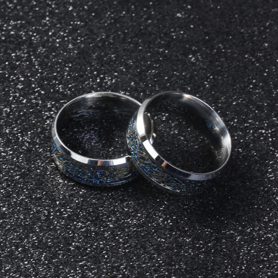 Bild von Titan Edelstahl Uneinstellbar Ring Vergoldet & Silberfarbe Rund Drache 18.3mm（US Größe:8.25), 1 Stück
