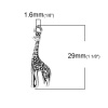 Picture of Zinc Based Alloy Charms Giraffe Animal Antique Silver Color 29mm(1 1/8") x 9mm( 3/8"), 20 PCs