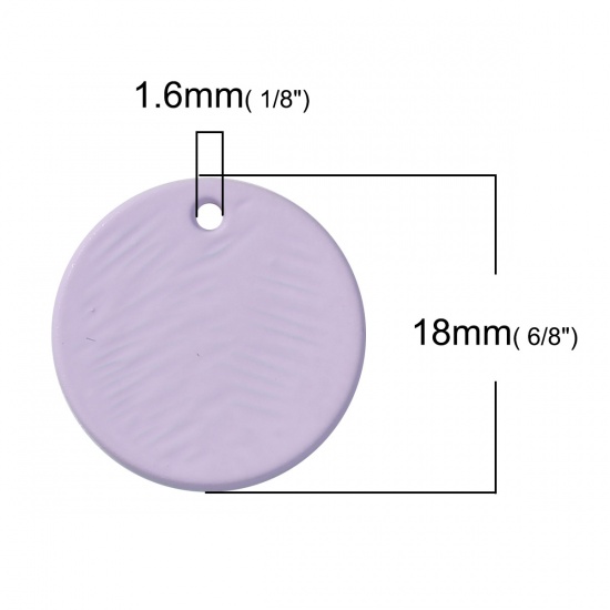 Immagine di Lega di Zinco Charms Geometrica Colore Viola Tondo 18mm Dia, 5 Pz