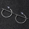 Picture of Earrings Silver Tone Half Round 40mm(1 5/8") x 35mm(1 3/8"), Post/ Wire Size: (19 gauge), 1 Pair