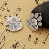 Picture of Zinc Based Alloy Pet Memorial Charms Dog's Paw Antique Silver Message 23mm( 7/8") x 19mm( 6/8"), 5 PCs