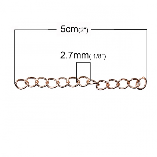 Picture of Iron Based Alloy Extender Chain For Jewelry Necklace Bracelet Rose Gold 5cm(2") long, 5x4mm( 2/8" x 1/8"), 100 PCs
