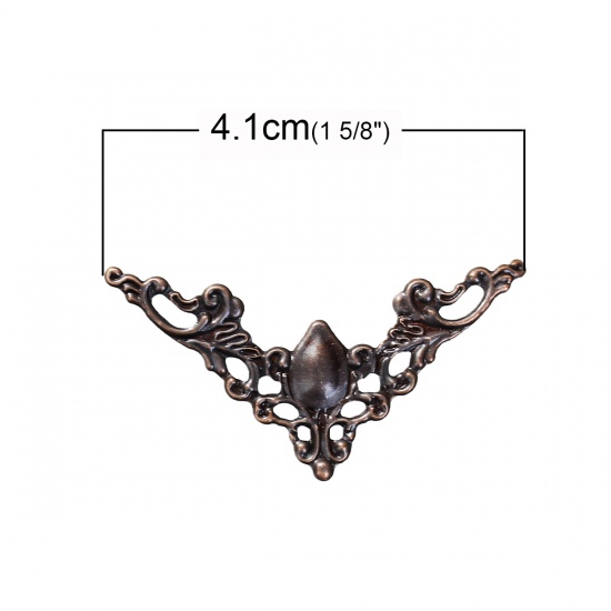 Picture of Iron Based Alloy Embellishments Triangle Antique Copper Filigree Carved 41mm(1 5/8") x 41mm(1 5/8"), 20 PCs