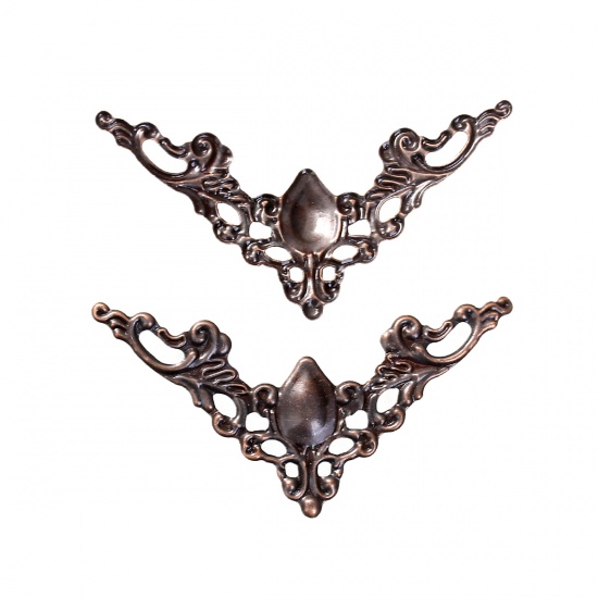 Picture of Iron Based Alloy Embellishments Triangle Antique Copper Filigree Carved 41mm(1 5/8") x 41mm(1 5/8"), 20 PCs