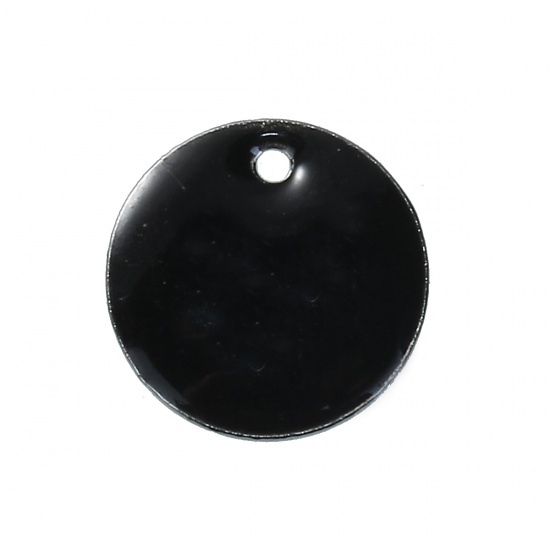 Picture of Brass Charms Round Black Enamel 12mm( 4/8") Dia, 10 PCs                                                                                                                                                                                                       
