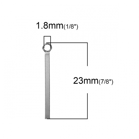 Picture of 304 Stainless Steel Charms Rectangle Silver Tone 23mm( 7/8") x 3mm( 1/8"), 10 PCs