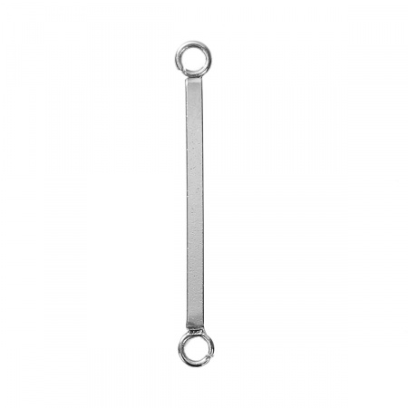 304 Stainless Steel Connectors Rectangle Silver Tone 26mm(1") x 3mm( 1/8"), 5 PCs