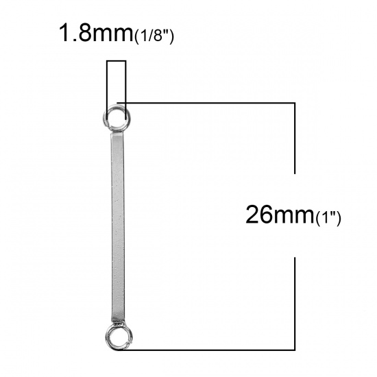 Bild von 304 Edelstahl Verbinder Rechteck Silberfarbe 26mm x 3mm, 5 Stück