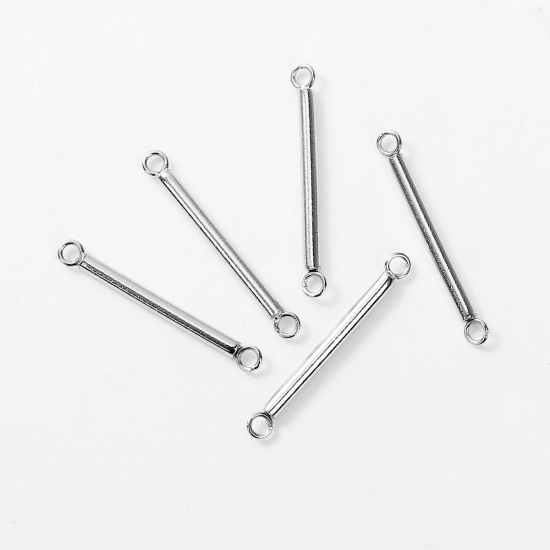 Picture of 304 Stainless Steel Connectors Cylinder Silver Tone 26mm(1") x 3mm( 1/8"), 5 PCs