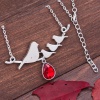 Picture of Glass Jan Birthstone Necklace Antique Silver Color Red Mother Bird Drop Faceted 50cm(19 5/8") long, 1 Piece