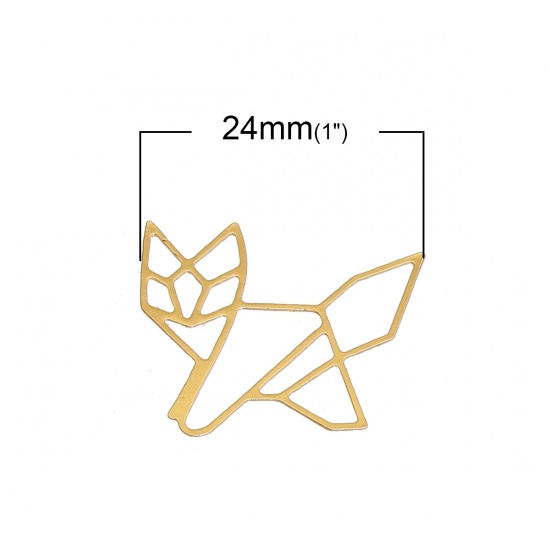 Picture of Brass Origami Connectors Cat Animal Gold Plated 24mm(1") x 20mm( 6/8"), 2 PCs                                                                                                                                                                                 