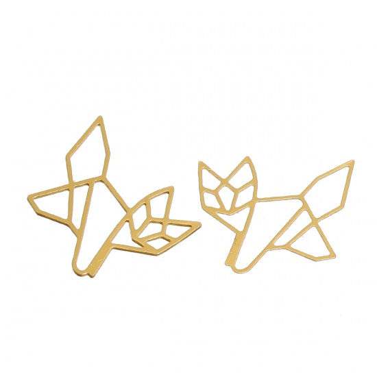 Picture of Brass Origami Connectors Cat Animal Gold Plated 24mm(1") x 20mm( 6/8"), 2 PCs                                                                                                                                                                                 