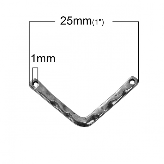 Image de Connecteur Chevron en Alliage de Zinc Forme de V Argent Vieilli 25mm x 11mm, 30 Pcs