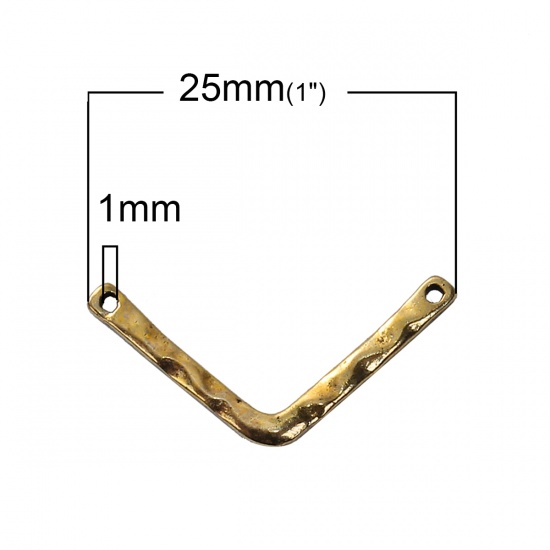 Image de Connecteur Chevron en Alliage de Zinc Forme de V Or Vieilli 25mm x 11mm, 30 Pcs