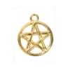 Picture of Zinc Based Alloy Charms Round Gold Plated Pentagram Star Hollow 20mm x 17mm, 1 Kilogram(about 769 PCs)