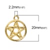 Picture of Zinc Based Alloy Charms Round Gold Plated Pentagram Star Hollow 20mm x 17mm, 1 Kilogram(about 769 PCs)