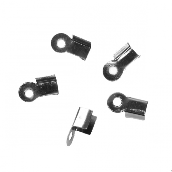 Picture of Iron Based Alloy Cord End Caps Rectangle Gunmetal (Fits 3mm Cord) 8mm x 4mm, 1000 PCs