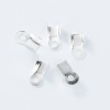 Bild von Eisenlegierung Schnur Endkappen für Halskette für Halskette oder Armband Rechteck Versilbert (für 3mm Schnur) 8mm x 4mm, 1000 Stück