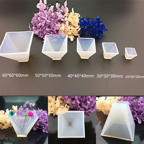 Picture of Silicone Resin Mold For Jewelry Making Pyramid White 45mm(1 6/8") x 45mm(1 6/8"), 1 Piece