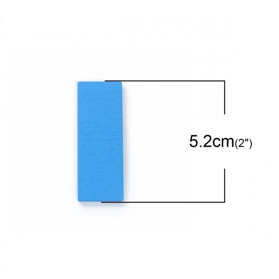 Picture of Three-ply board Embellishments Scrapbooking Rectangle Blue 52mm(2") x 19mm( 6/8"), 30 PCs