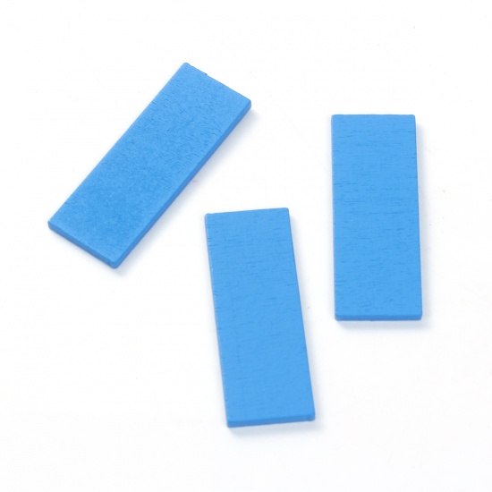 Imagen de Madera Terciada Adornos Scrapbooking Rectángulo Azul 52mm x 19mm, 30 Unidades