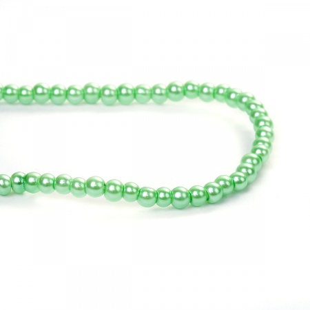 Vetro Sciolto Perline Tondo Verde Imitata Perla Circa 5mm - 4mm Dia, Foro: Circa 0.7mm, lunghezza: 82cm, 3 Fili (Circa 222 Pezzi/Treccia)