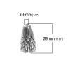 Image de Coupelles en Alliage de Zinc Cône Plumes Argent Vieilli (Convenable à Perle 12mm Dia.) 29mm x 18mm, 2 Pcs