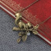 Bild von Acryl Halskette Bronzefarbe Weiß Kiefernzapfen Eichhörnchen Imitat Perle 76.5cm lang, 1 Strang