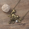 Bild von Acryl Halskette Bronzefarbe Weiß Kiefernzapfen Eichhörnchen Imitat Perle 76.5cm lang, 1 Strang