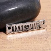Picture of Zinc Based Alloy Connectors Rectangle Antique Silver Message " NAVY WIFE " 30mm x 6mm, 10 PCs