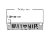 Picture of Zinc Based Alloy Connectors Rectangle Antique Silver Message " NAVY WIFE " 30mm x 6mm, 10 PCs