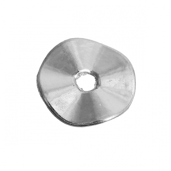 Immagine di Lega di Zinco Separatori Perline Onda Tono Argento Circa 10mm Dia, Foro:Circa 1.9mm, 100 Pz