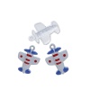 Picture of Zinc Based Alloy Charms Travel Airplane White Red & Blue Enamel 20mm( 6/8") x 15mm( 5/8"), 10 PCs