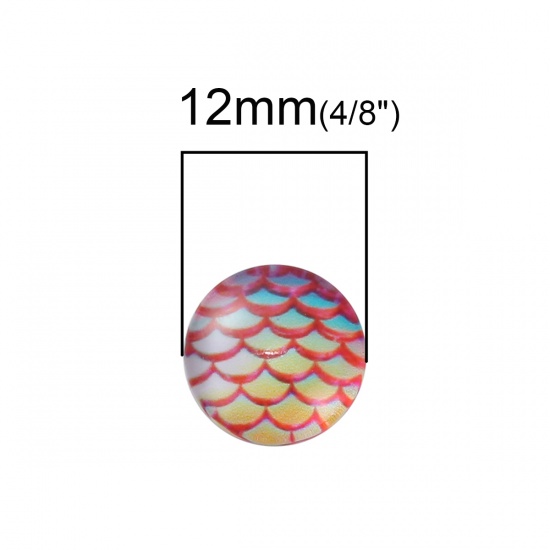 Immagine di Vetro Cupola Dome Seals Cabochon Tondo Flatback Rosso 12mm Dia, 30 Pz