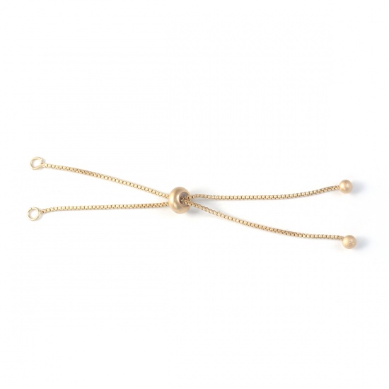 Picture of Brass Slider/Slide Extender Chain For Jewelry Necklace Bracelet Matt Gold Adjustable 95mm(3 6/8") long, 2 PCs                                                                                                                                                 