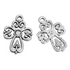 Picture of Zinc Based Alloy Charms Cross Antique Silver Filigree Carved Cabochon Settings (Fits 3mm Dia.) 22mm x 14mm, 50 PCs