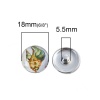 亜鉛合金+ガラス 18mm ヌーサスタイル スナップボタン用 ボタン 円形 ランダムな色 シェルパターン つまみのサイズ： 5.5mm、 5 個 の画像
