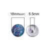 亜鉛合金+ガラス 18mm ヌーサスタイル スナップボタン用 ボタン 円形 ランダムな色 彫刻パターン つまみのサイズ： 5.5mm、 5 個 の画像