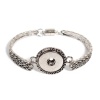 Picture of Snap Button Bangles Bracelets Fit 18mm/20mm Snap Buttons Antique Silver Braided Round 20.5cm(8 1/8") long, Hole Size: 6mm( 2/8"), 1 Piece