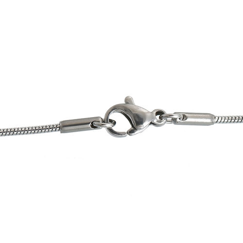 Picture of 304 Stainless Steel Snake Chain Necklace Silver Tone 46cm(18 1/8") long, Chain Size: 1.2mm, 1 Piece