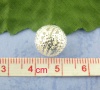 Immagine di Lega di Ferro Separatori Perline Palla Argento Placcato Polka Dot Disegno Circa 12mm Dia, Foro:Circa 1.5mm, 50 Pz