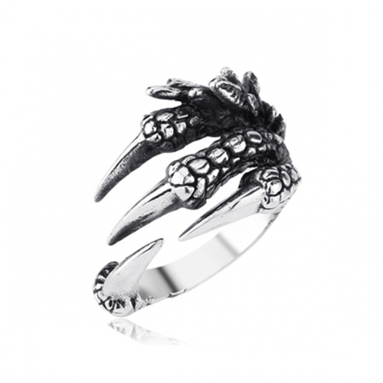 Picture of Unadjustable Rings Antique Silver Color Paw Claw 19.8mm(US Size 10), 1 Piece
