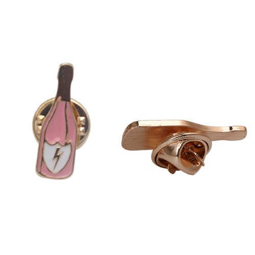 Picture of Pin Brooches Bottle Gold Plated Pink 24mm x 8mm, 1 Piece