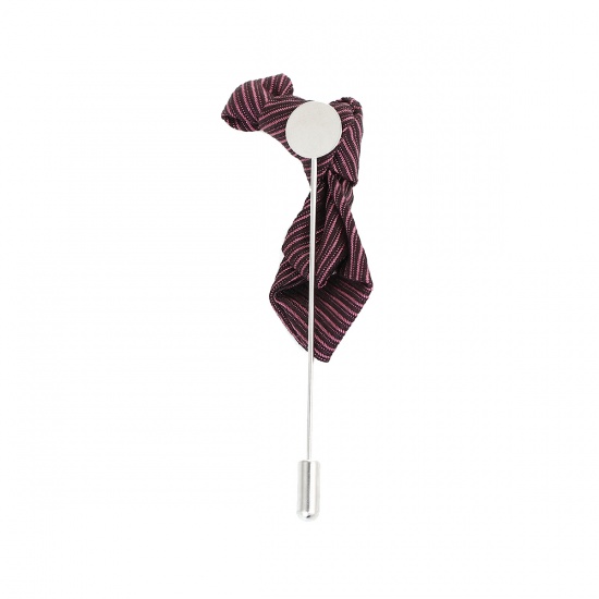 Picture of Polyester Stick Pin Brooches Tie Russet Red 8.3cm(3 2/8") x 4cm(1 5/8"), 1 Piece